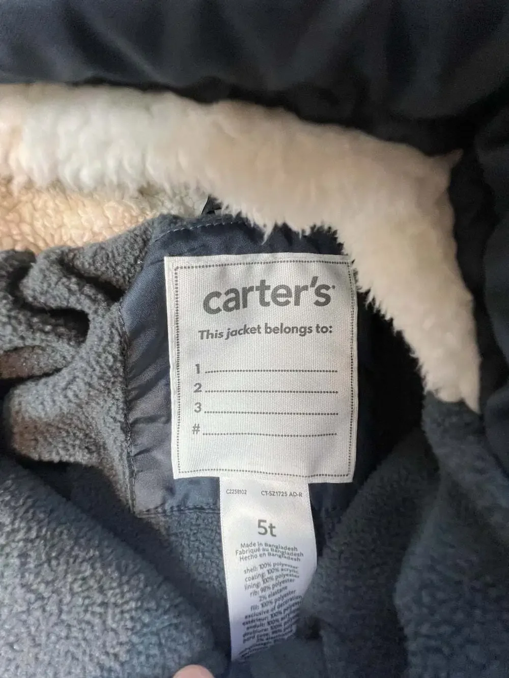 Carter's Toddler Boy 5T Long Sleeve Midweight Quilted Bomber Jacket Navy